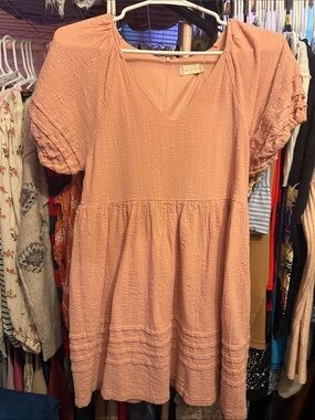 Altar'd State Blush Pink Textured Babydoll Dress